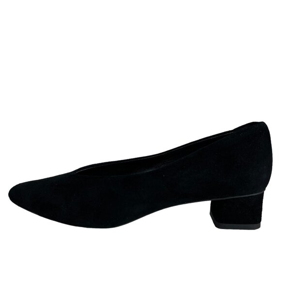 Everlane The V Heel in Black Suede Leather Square Heel Italian Pumps Size 5 ½ - Picture 7 of 12